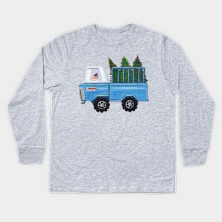 Christmas Tree Truck Kids Long Sleeve T-Shirt